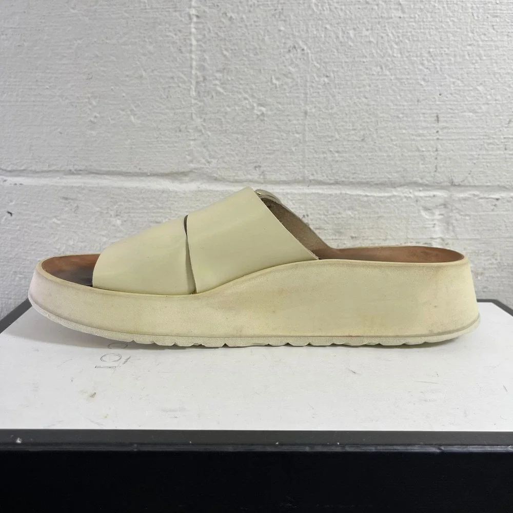 Birkenstock Papillio Almina Platform Sandal‎ Ecru Ivory Leather Women 40 EU/9 US